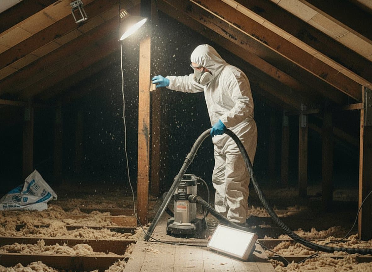 Crew removing attic mold in a Royal Oak home